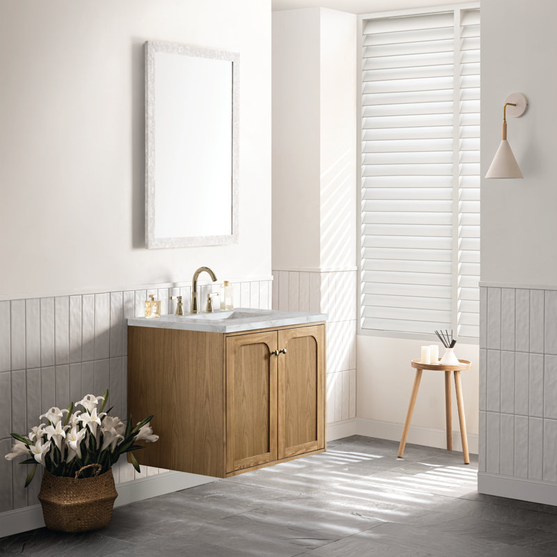 Laurent 30'' W Single Vanity, Victorian Silver, 8" Widespread, Light Natural Oak