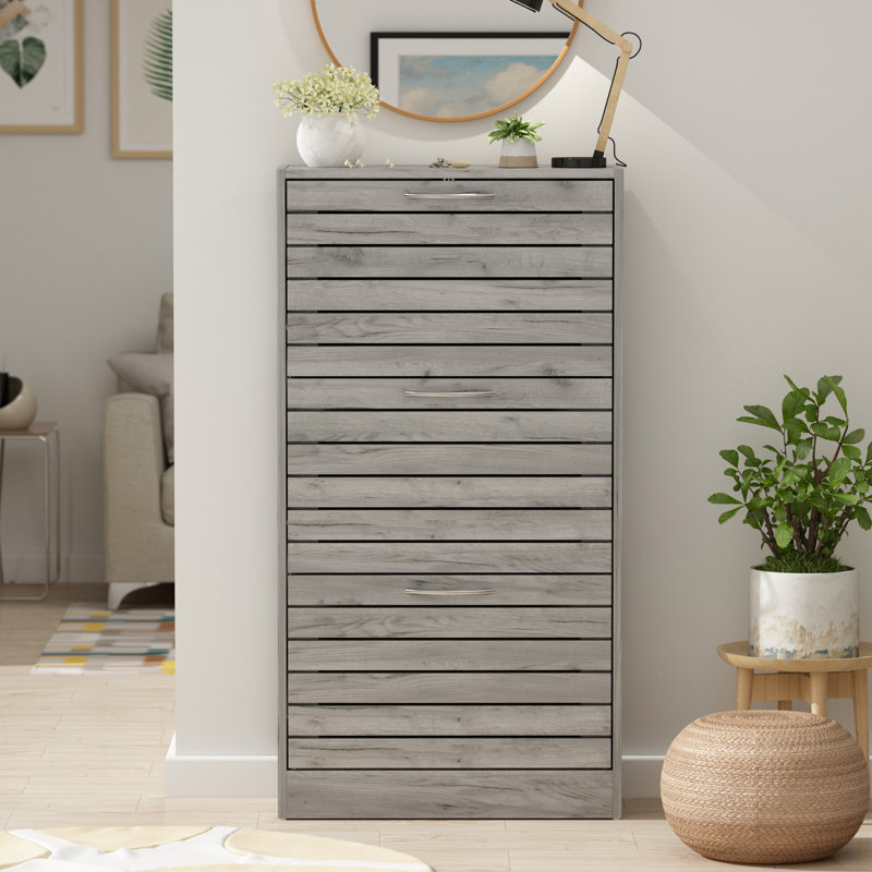 10-12 Pair Shoe Storage Cabinet, Light Gray