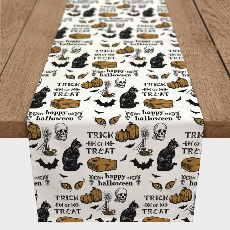 Chemin de table géométrique d’Halloween Begona, L 72 po x l 16 po