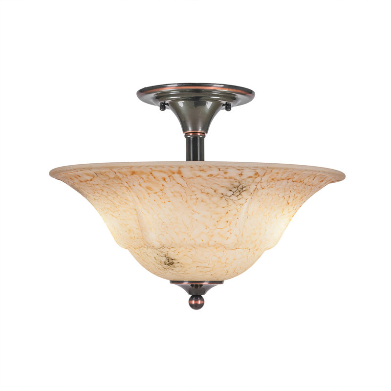 Semi-Flush 2 Bulbs Shown With 16" Marble Glass, Chrome, White