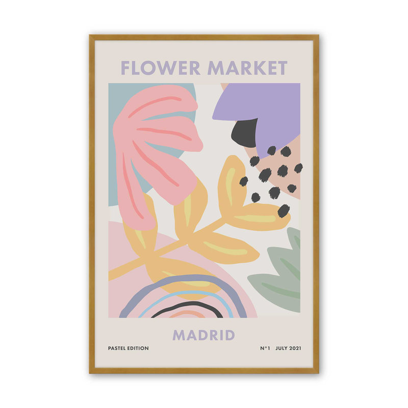 «Flower Market Madrid Pastel Ed By Cocoon Design», reproduction d'art sur toile, H 16 po x l 12 po, Doré