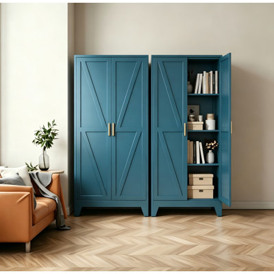 Armoire de rangement en métal 61 pouces avec 3 tablettes réglables, armoire utilitaire autoportante (bleu)