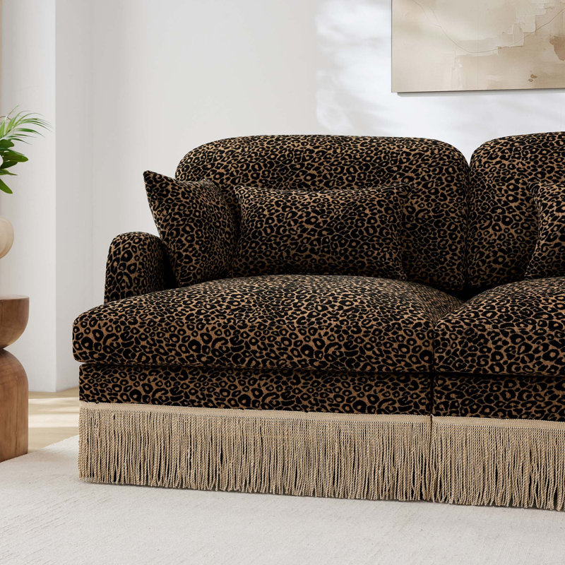 Canapé en L Chenille, 34.6" H x 100.3" W x 33" D, Brown