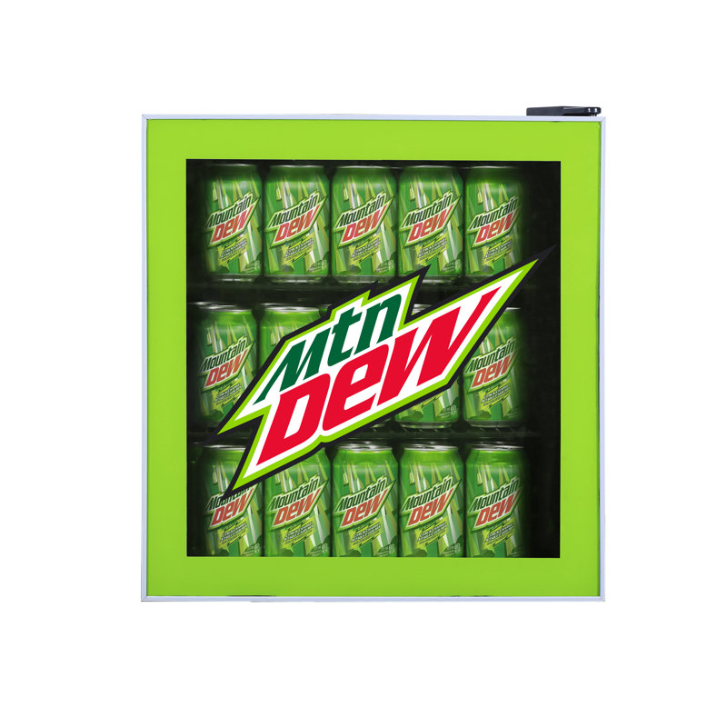 Mountain Dew 1.8 Cu. Ft. Glass Door Compact Refrigerator, 50-Can Capacity, Green, Mountain Dew