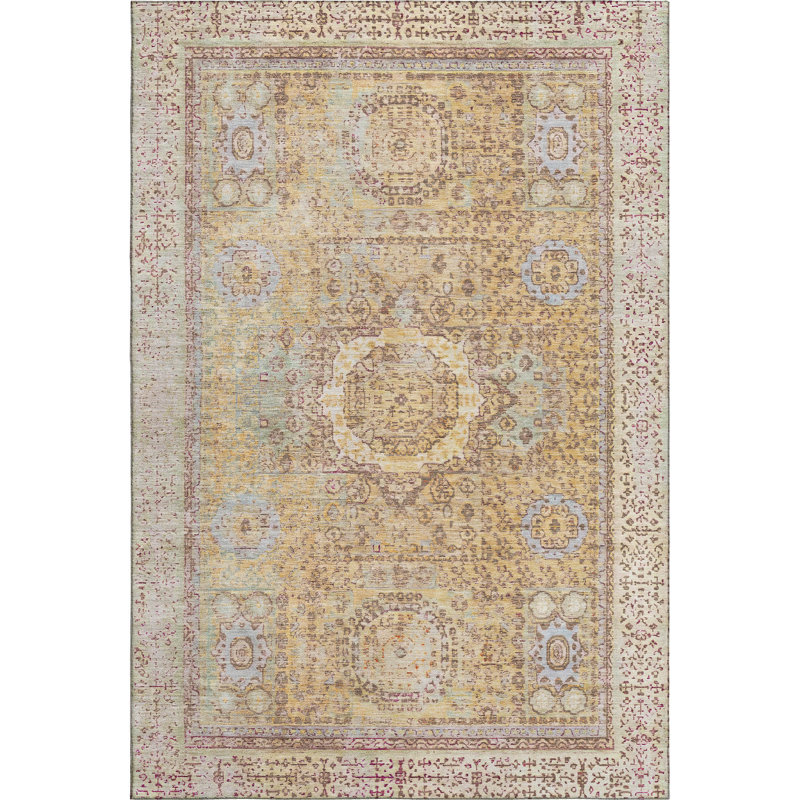 Premium Machine Washable Lubbers AMF1740 Border Rug, Rectangle 10' x 14'