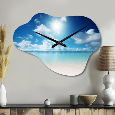 Sand And Blue Caribbean Sea II - Cloud Shape Blue Wall Clock - Unique Shape -  Design Art, CLM101958-CLOUD