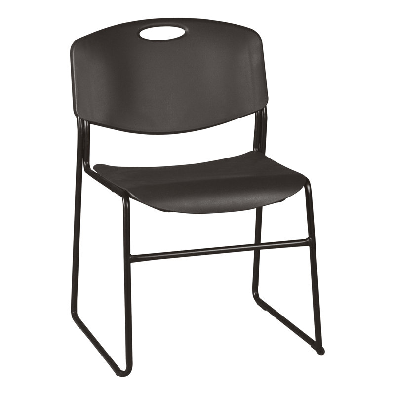Chaise empilable en plastique robuste avec dossier profilé, Noir, Noir