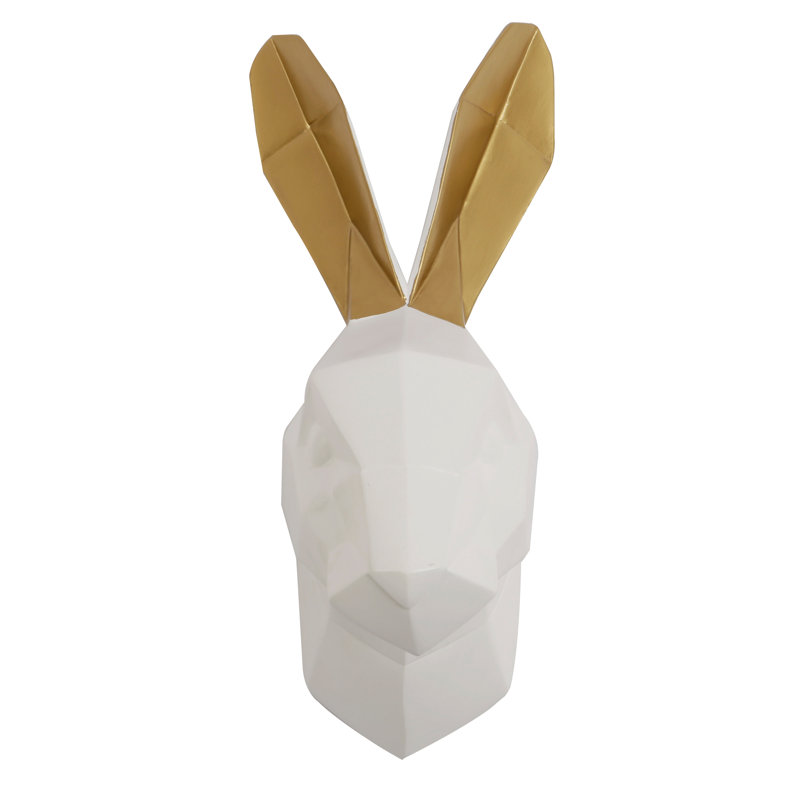 Animals Wall Decor on Polyresin, White/Gold