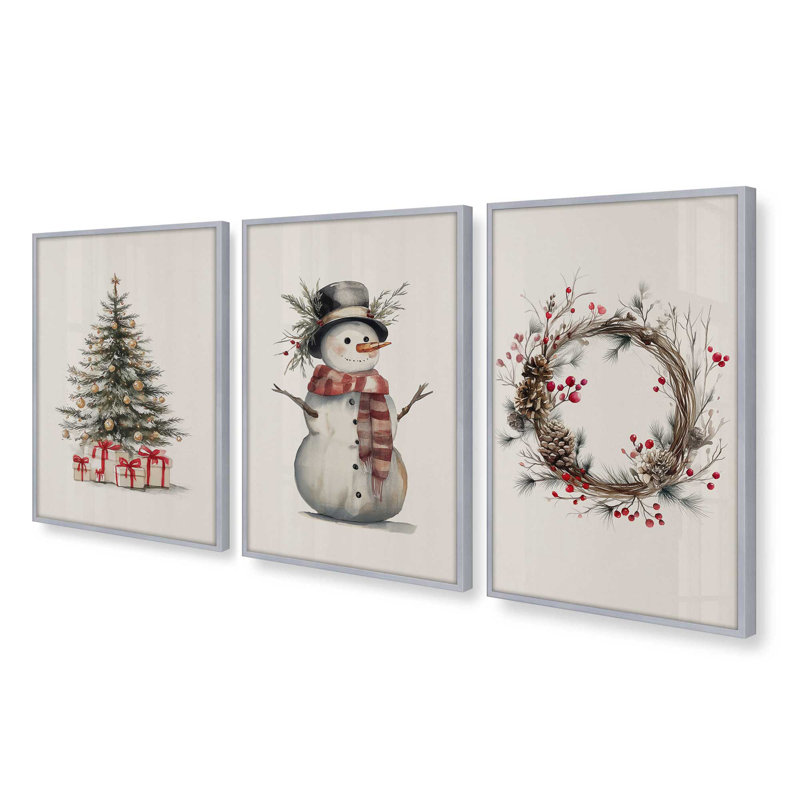 Jolly Little Trio, reproduction d'art, H 15,5 po x l 37,5 po, Polished Chrome