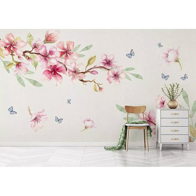 Murale asiatique à fleurs et fleurs de cerisier Somerdale, L 49 po x l 75 po