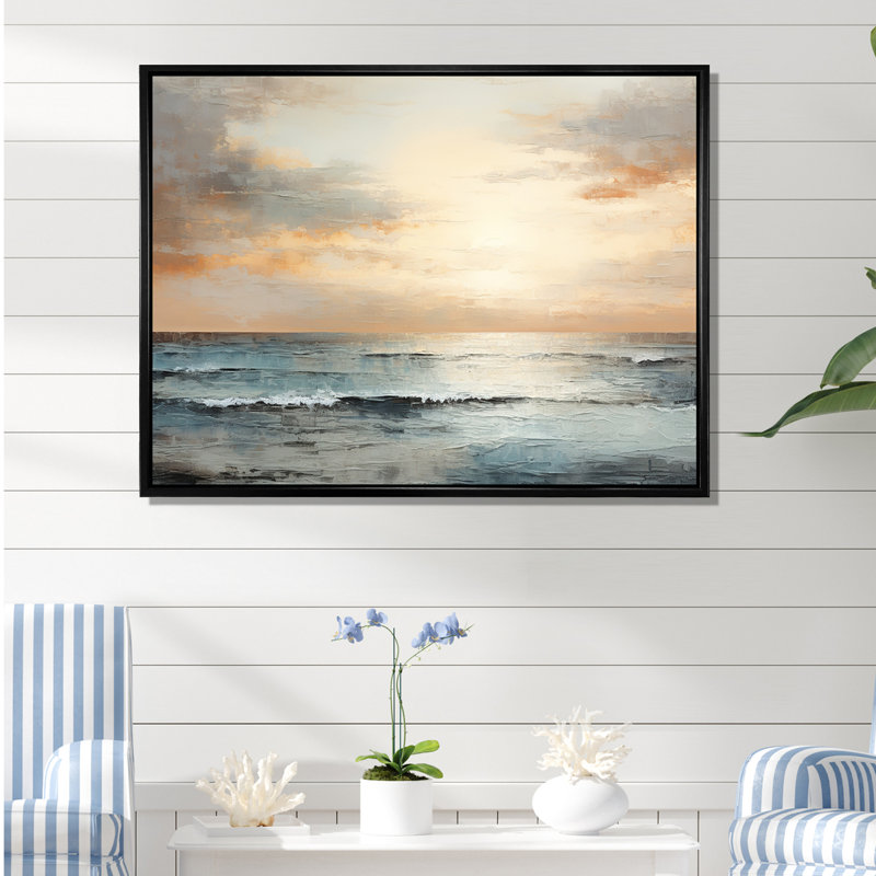 Impression sur toile Pirtle - Coastal Sunset, H 16 po x l 32 po x P 1 po, Cadre flottant noir
