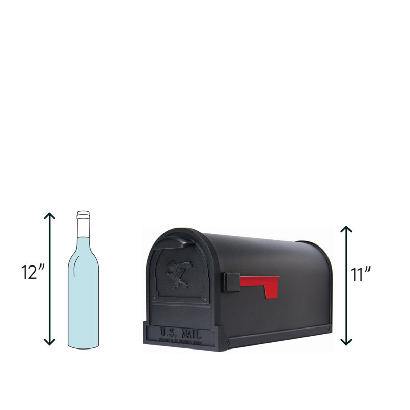 Arlington Large Black Galvanized Steel Post Mount Mailbox