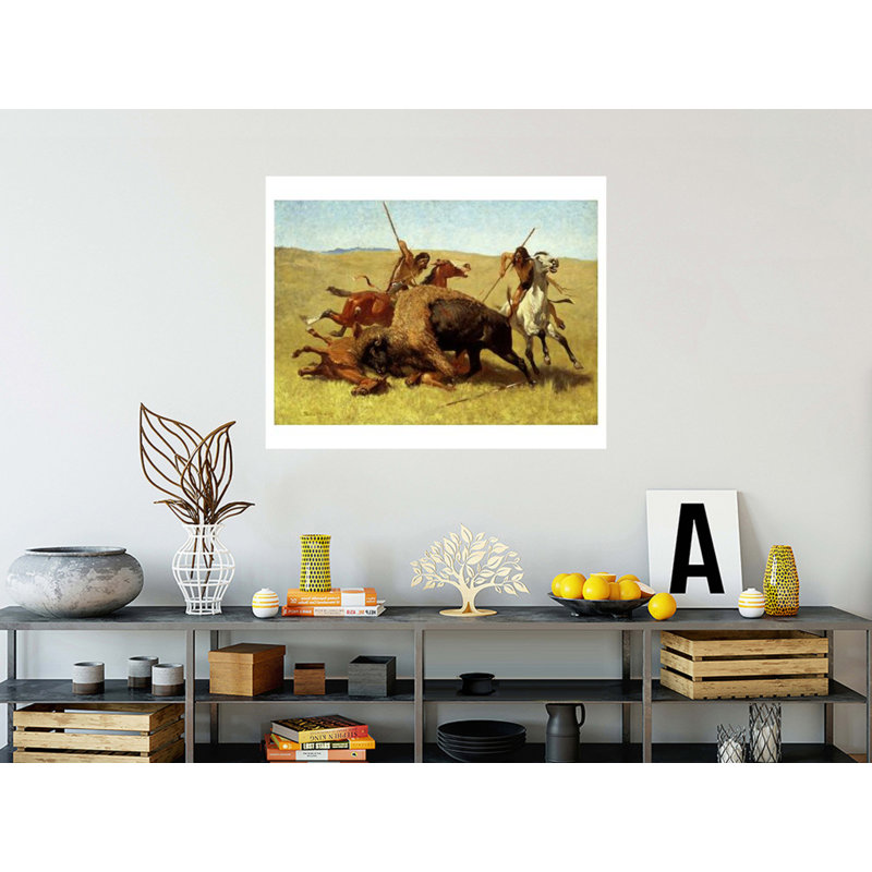 «The Buffalo Hunt» par Frederic Remington - Impression giclée, H 32 po x l 40 po