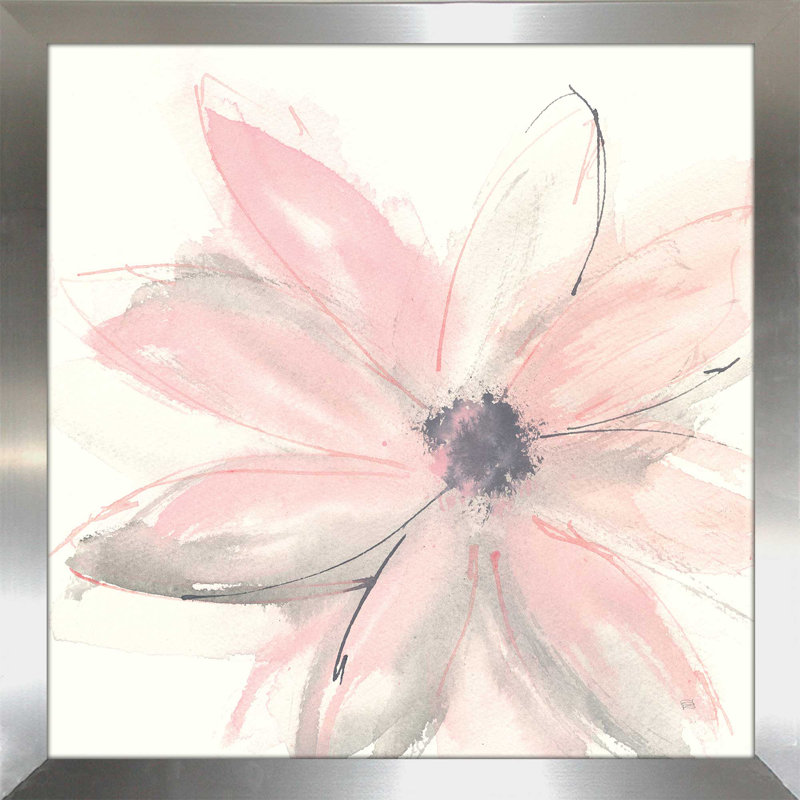 «Blush Clematis I», reproduction d'art sur toile, H 21,5 po x l 21,5 po x P 0,75 po, Encadrement argenté