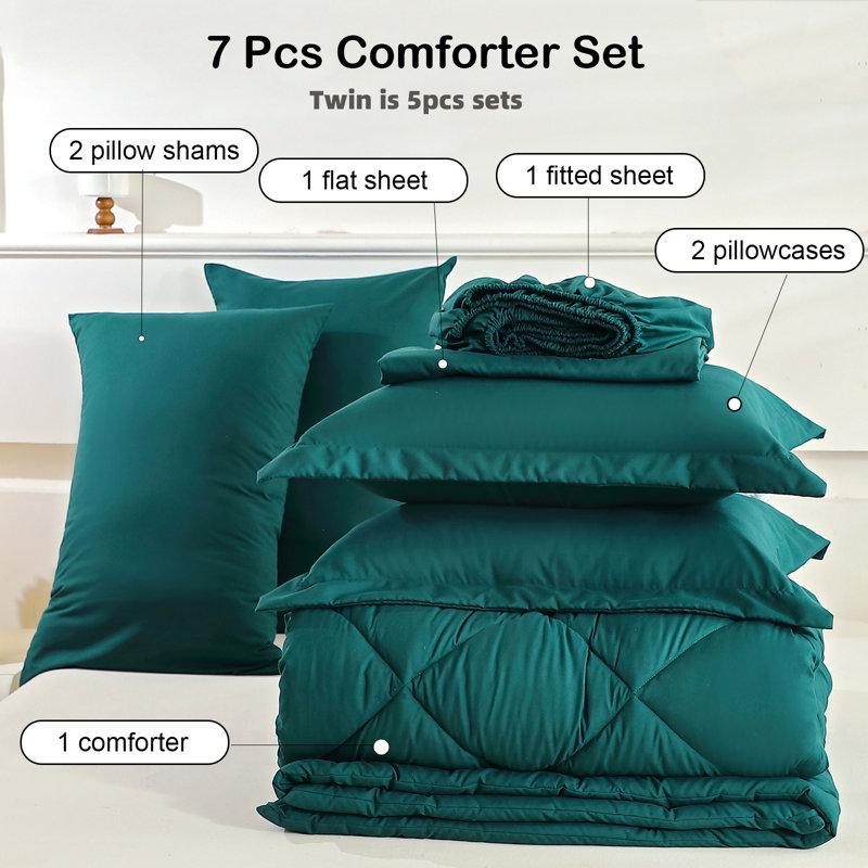 FISHDRU 7-Piece Green Quilt Sets, Ful