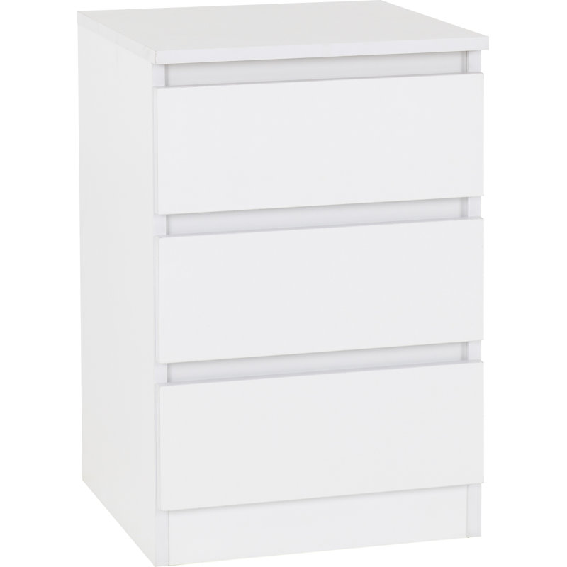 Braunstein 3 Drawer Bedside Table, White