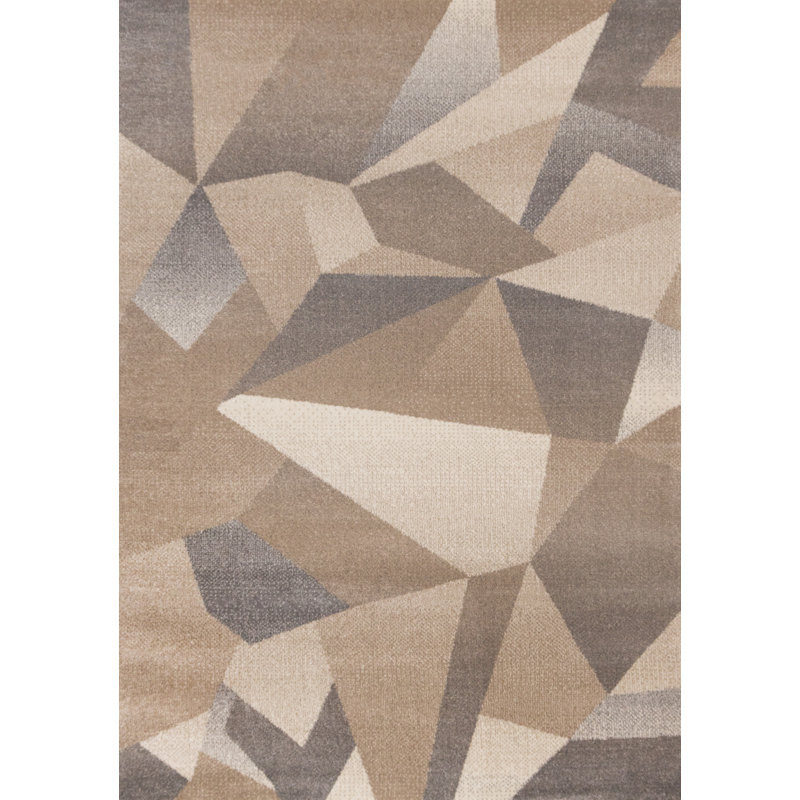Tapis d'intérieur dense brun clair à motif géométrique Hornsby, Rectangle 6 pi 7 po x 9 pi 6 po