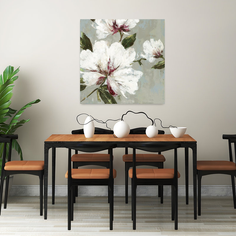 «I Delicate Elegant Contemporary Nature Flower Art», H 32 po x l 32 po