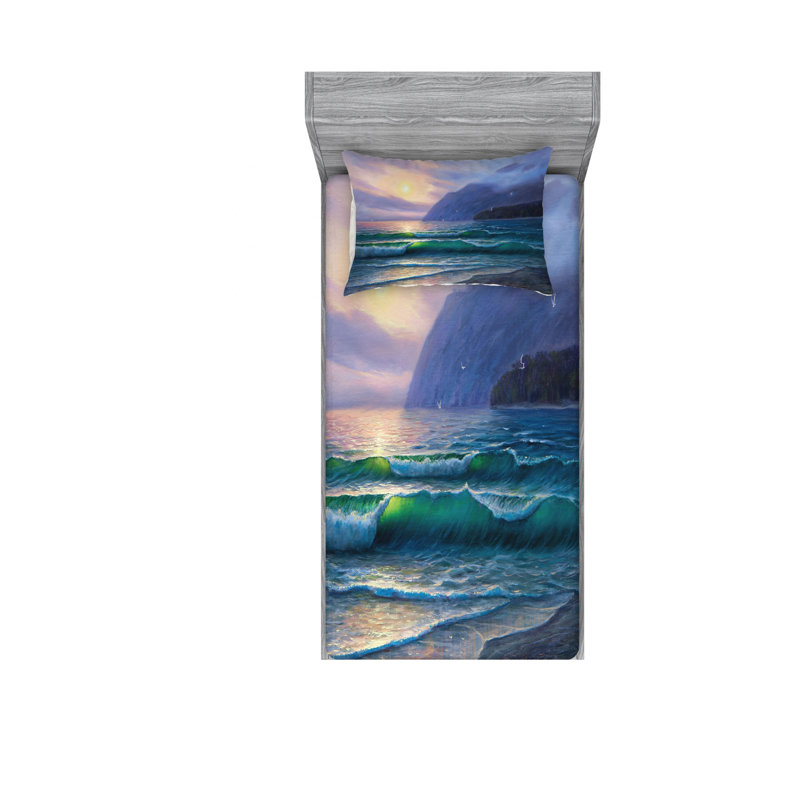 Ensemble de draps Ocean Waves in the Morning, Ensemble de draps pour lit simple TG avec drap-hou