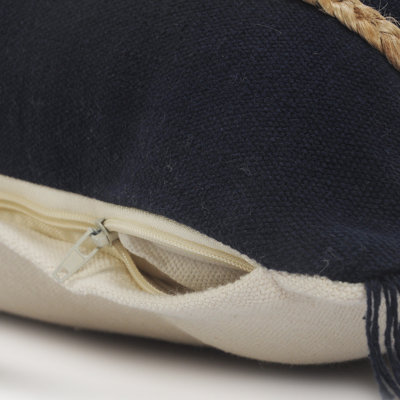Nautical Striped Braided Cotton Blend Lumbar Pillow Cover