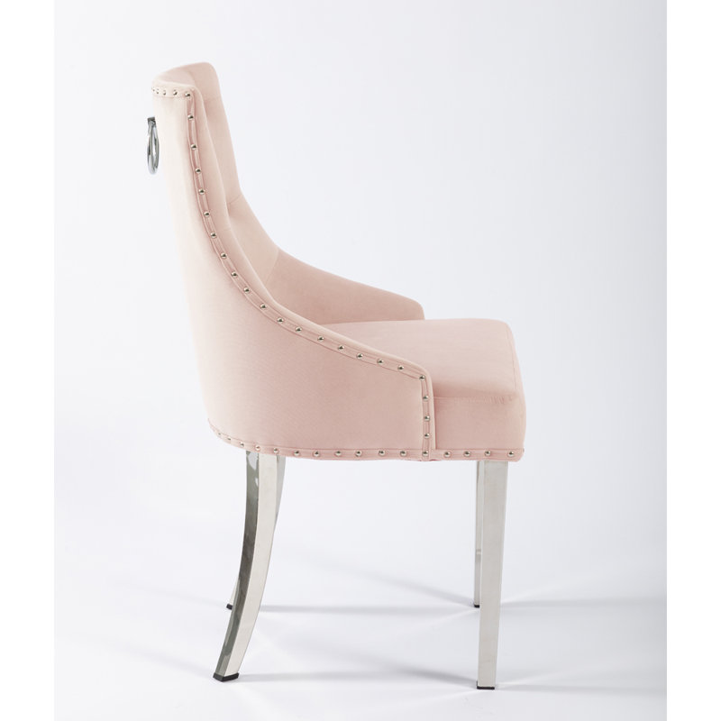 Montford Chairs Velvet Full Back Side Chair, Pink