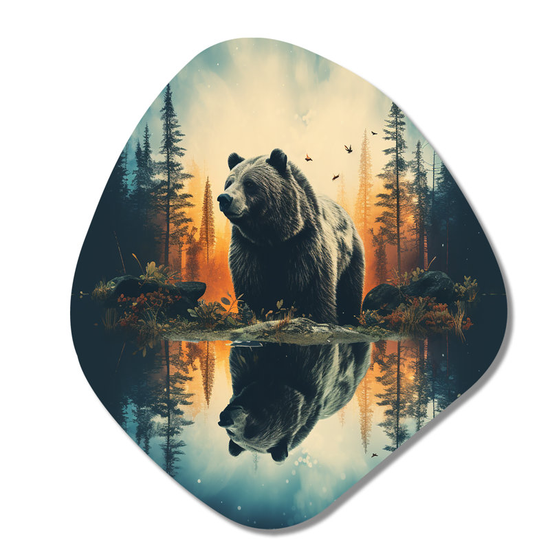 Norita - Décoration murale irrégulière en forme d'ours en nébuleuse, H 28 po x l 25 po
