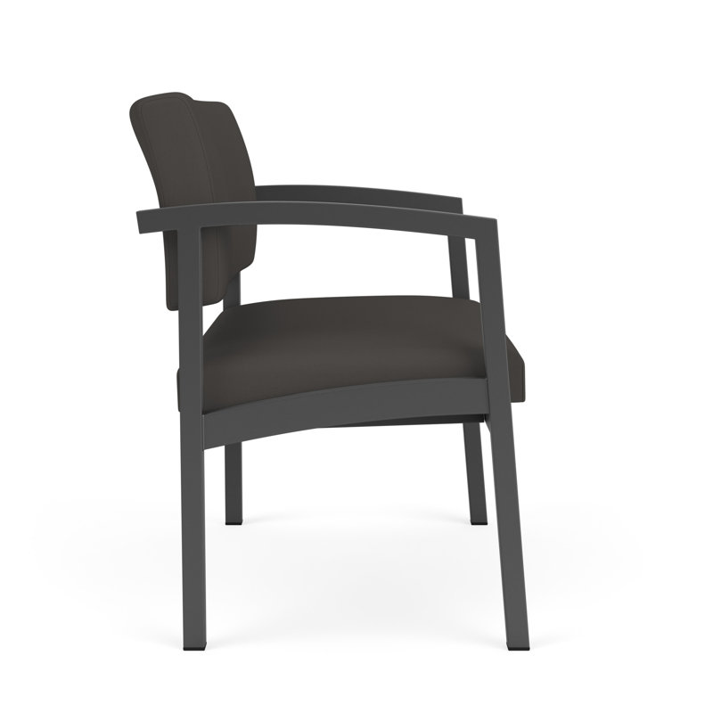 Chaise en acier Lenox, Gris anthracite, Noir Patriot Plus - Vinyle lavable au chiffon