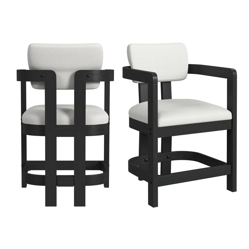  Tabouret de comptoir Canal Arm avec tissu blanc et noir (2 par boîte)