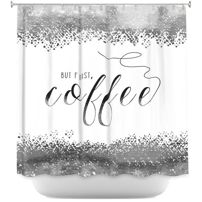 Rideau de douche simple, mais first coffee, Bleu marine