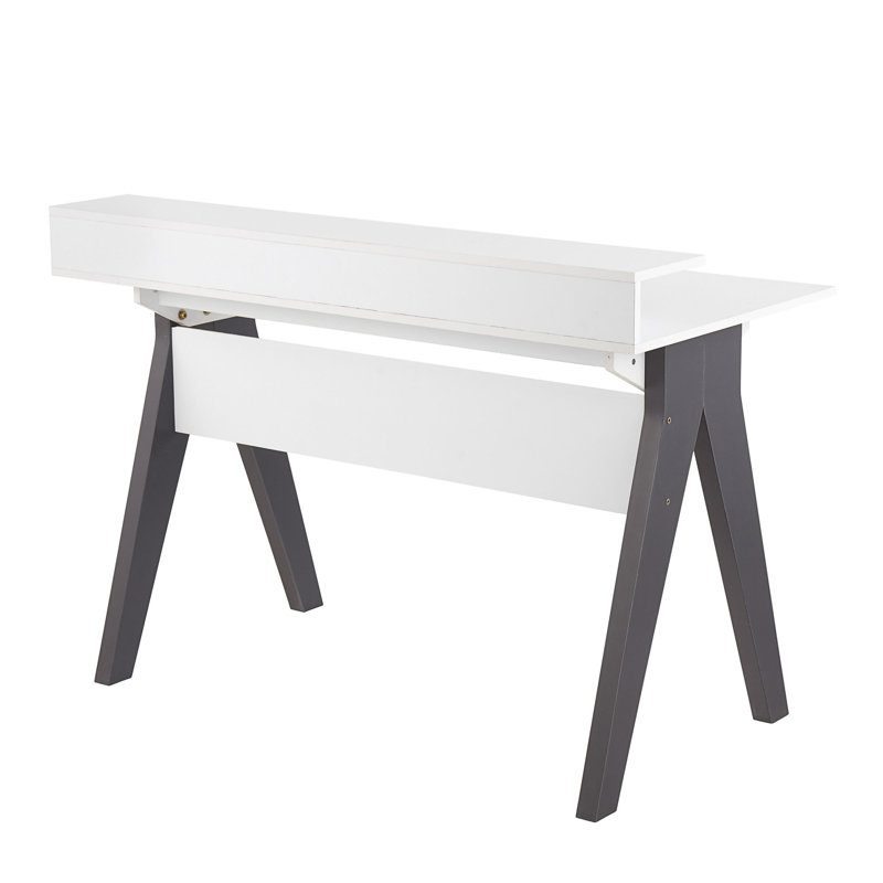 Bureau Wishbone en bois gris et blanc par Lumisource