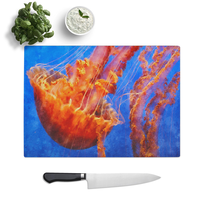Jellyfish Vol.2 Painting Chopping Board, 0.4cm H x 28.5cm W x 39cm L