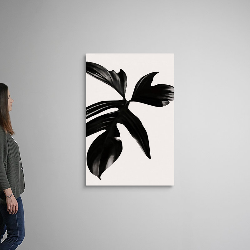 «Black Leaf», art mural sur toile, Toile tendue, H 48 po x l 32 po