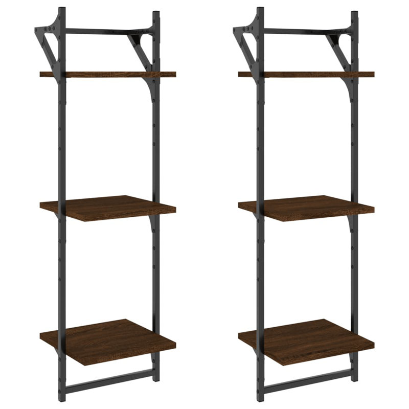 2 Piece Tiered Shelf,  Brown Oak