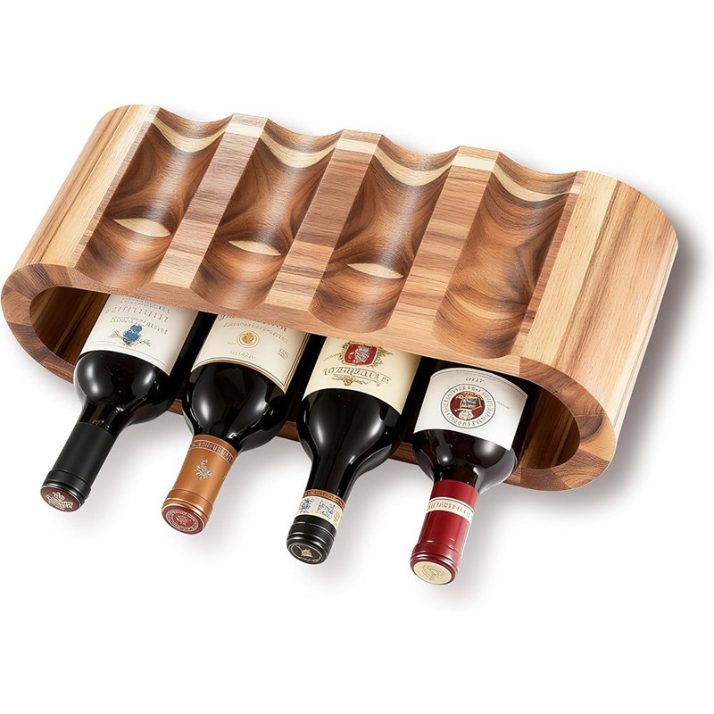 Support à vin classique en bois - Support à vin en acacia pour 8 bouteilles - Rangement de vin autoportant - Idéal pour la décoration intérieure sans assemblage requis