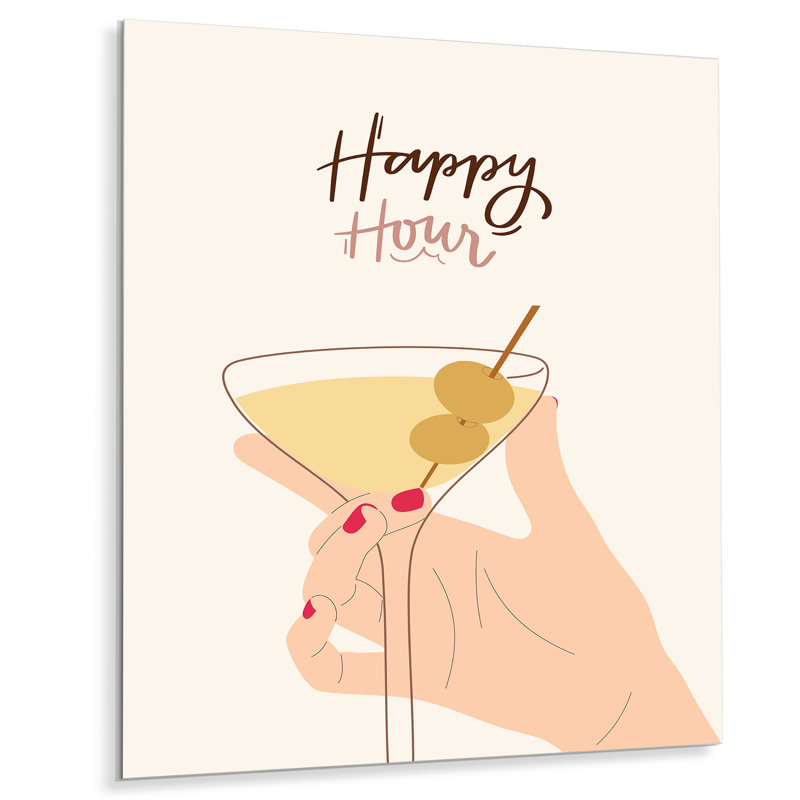 Happy Hour Martini - Art mural cocktails, Sans cadre, H 32 po x l 16 po
