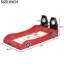 Lit simple rouge avec design de voiture de course et conduit sous le lit, dossier confortable, taille lueur