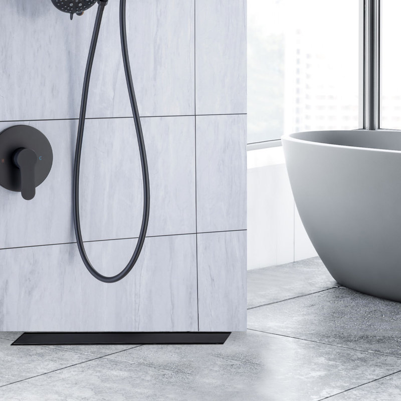 24 in. Stainless Steel Linear Shower Drain with Tile-in Cover, Matte Black