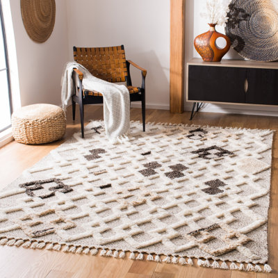 Tapis beige en laine noué à la main Haslam Southwesterm