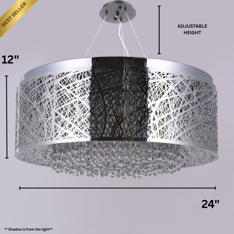 Lustre en cristal 12 lumières Cotten, Chrome chrome