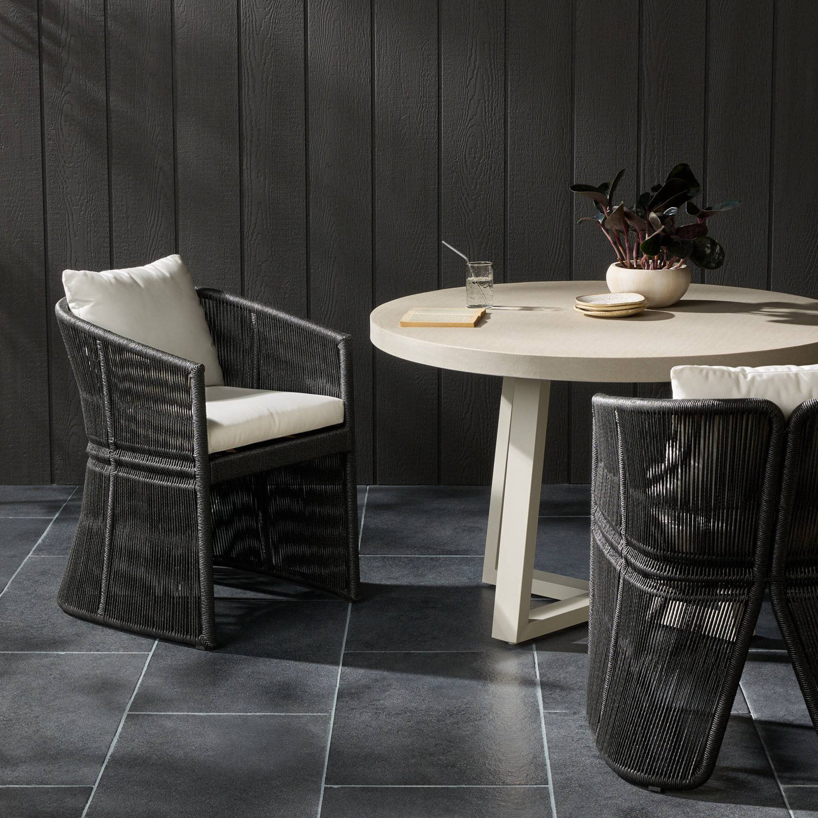MONDIRA Patio Armchair, Faux Black Hyacinth