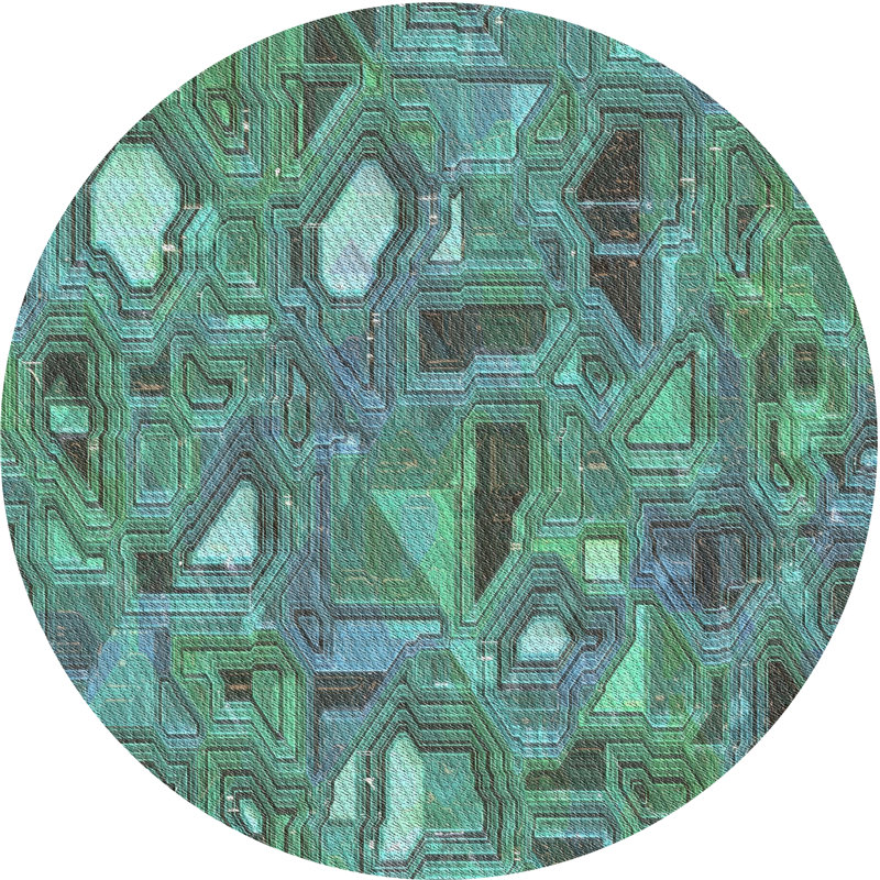 Tapis de zone verte à motif, Rond 4 pi