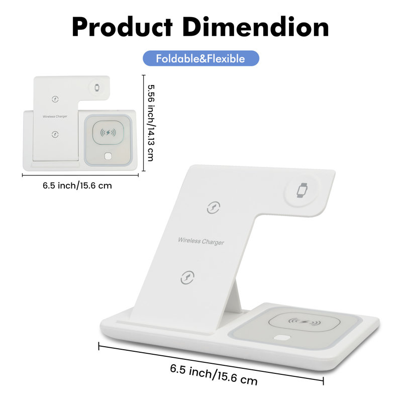 Wireless Charging Station, 15W 3 In 1 Charger Station, Fast Charging Dock Stand For Iwatch Series 10/9/8/7/6/Se/5/4/3/2, Compatible With Iphone 17 16 15 14 13 12 11 Pro/Xs/Samsung & Airpod