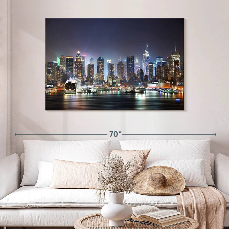 Sirci NYC Manhattan Nightscape, H 32 po x l 48 po