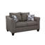 Ensemble de canapé de salon et causeuse 2 pièces Siya, 6 coussins décoratifs, gris foncé