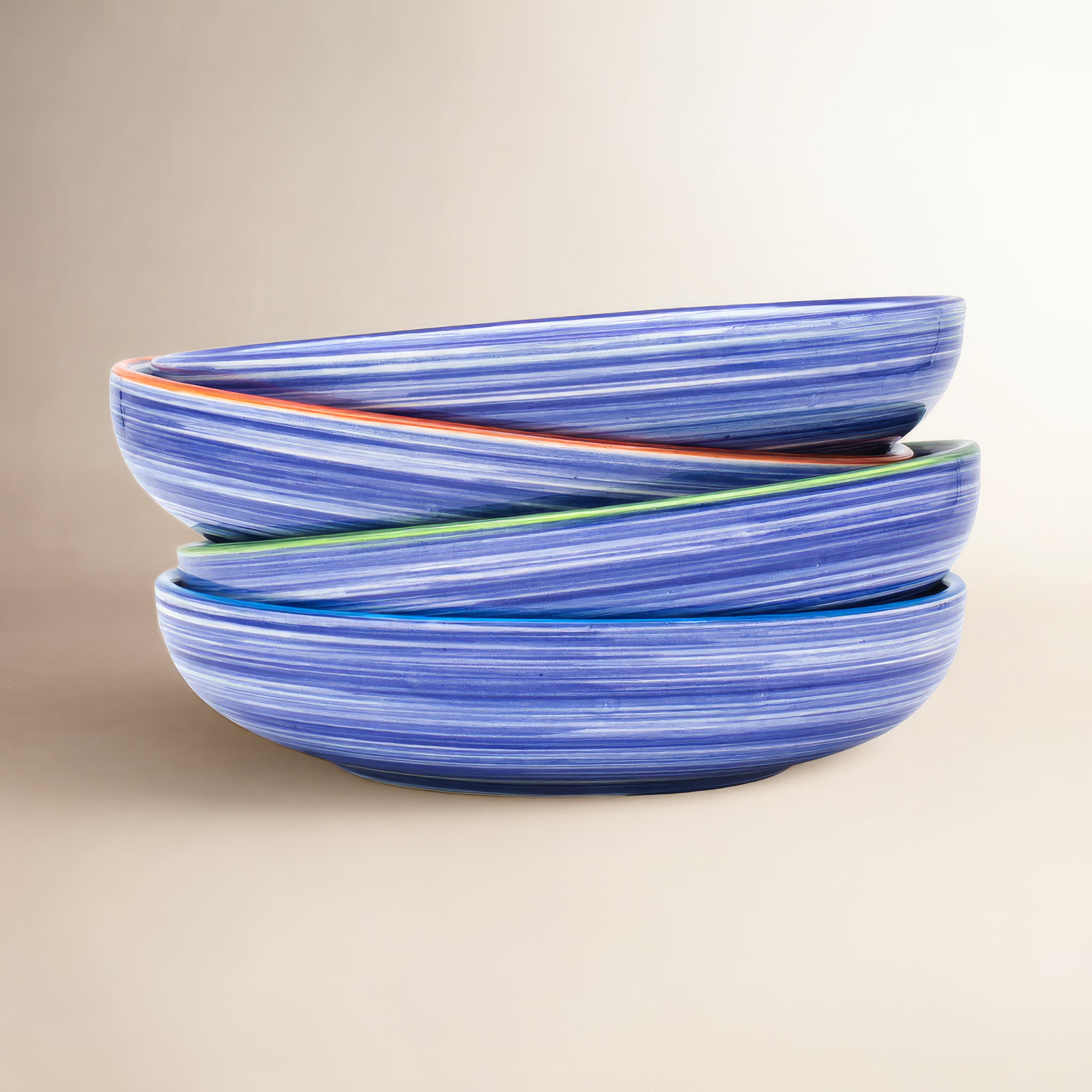 Raia Earthenware Pasta Bowl, Multicolor Blue