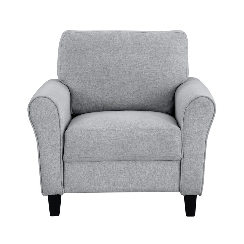 Meuble de salon transitionnel moderne 1 pièce en tissu texturé gris foncé rembourré avec accoudoirs arrondis, Gris foncé