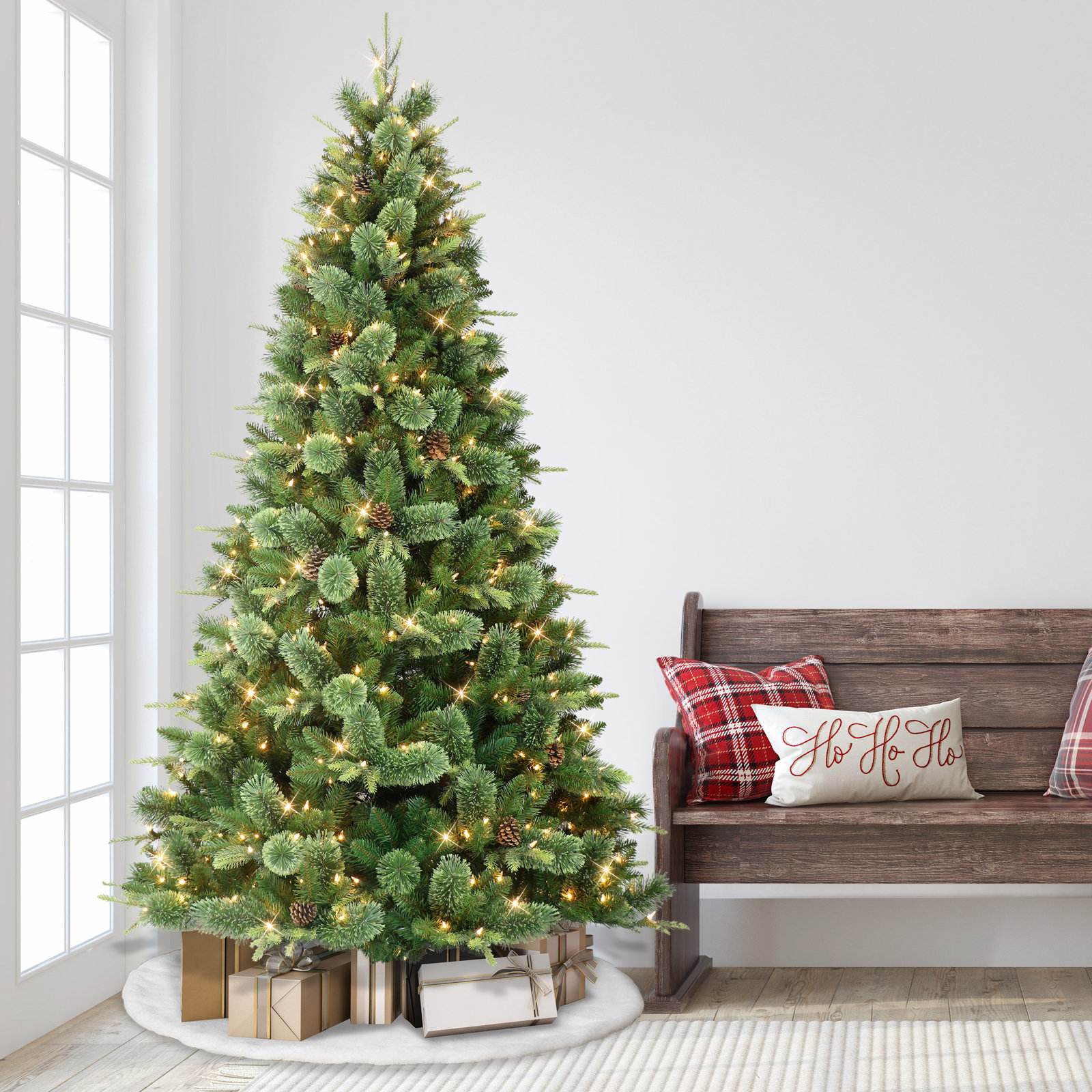 90' Lighted Artificial Pine Christmas Tree