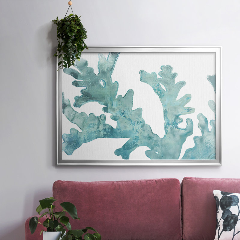 Blue Macro Coral II, reproduction d'art sur toile, H 26 po x l 38 po x P 1,5 po, Argent