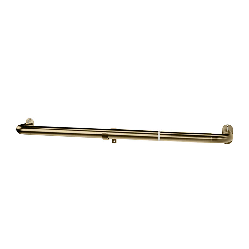 Steel Adjustable 2.8cm Single Curtain Pole, 6cm H x 210cm W x 12.5cm D, Antique Brass