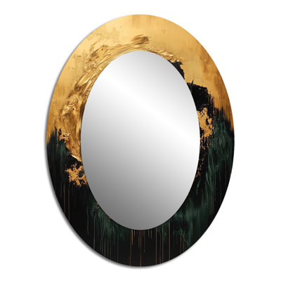 Black Gold Modern Eclipse Moon - Black Modern Oval Wall Mirror